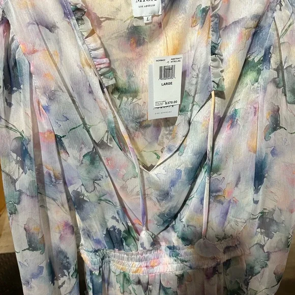 NWT MISA Lorena Split-Neck Printed
Chiffon Mini Dress - Picture 8 of 8